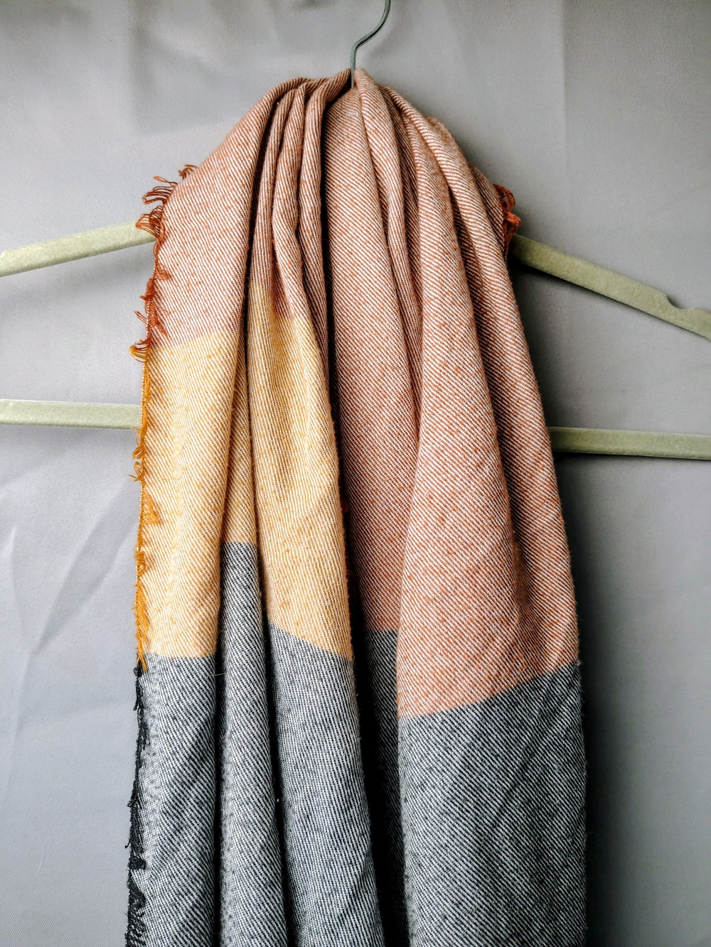 Colorblock Soft Wrap Scarf - Pink, Mustard & Gray